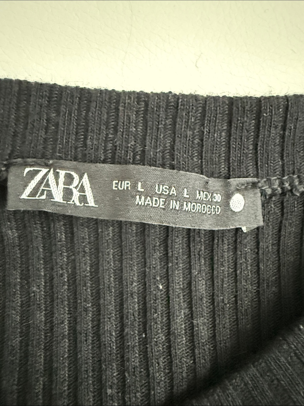 Zara Black Ribbed Top with Sheer Mesh Long Sleeves - Picture 2 of 5
